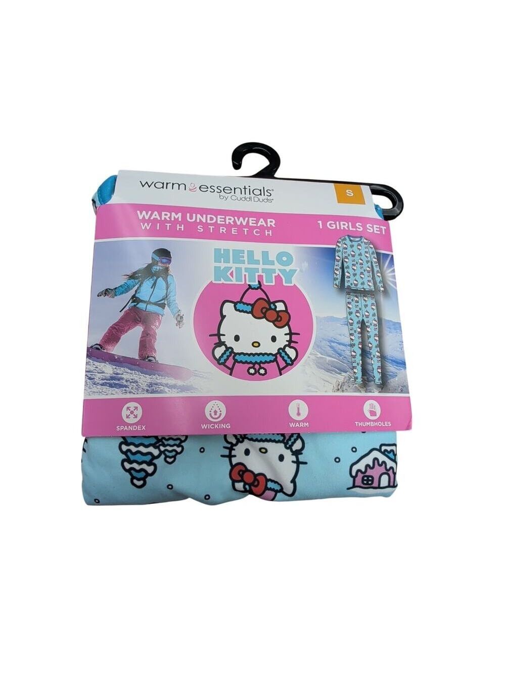 Hello Kitty 2 Piece Set Warm Underwear with Stretch Cuddl Duds Size S